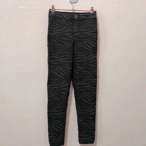 Zara NWT Gray & Black Zebra Striped Skinny Jeans Size 10 Girls
